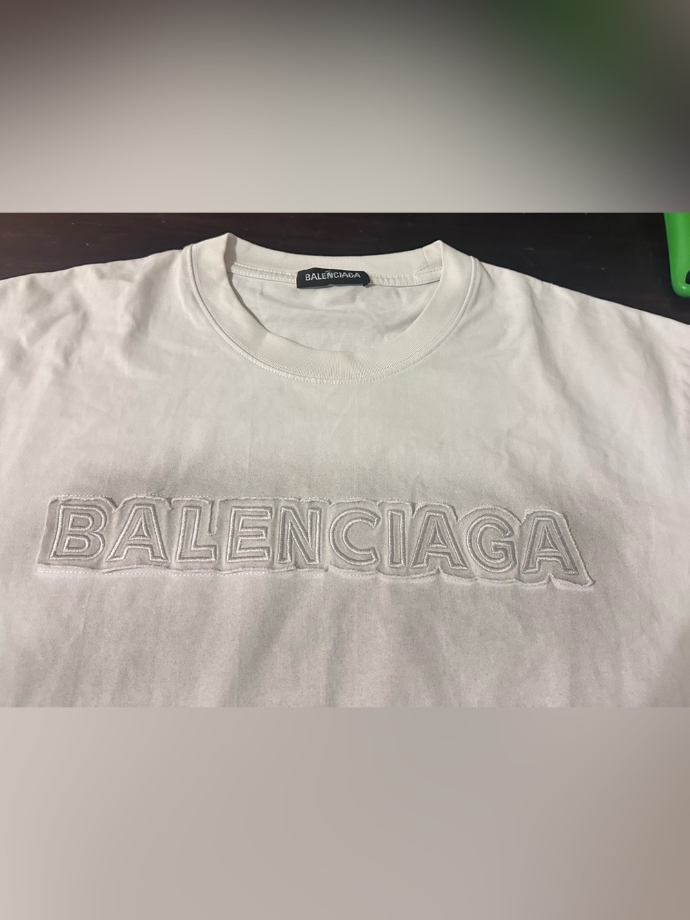 Balenciaga White Embroidered Logo Crewneck Tee